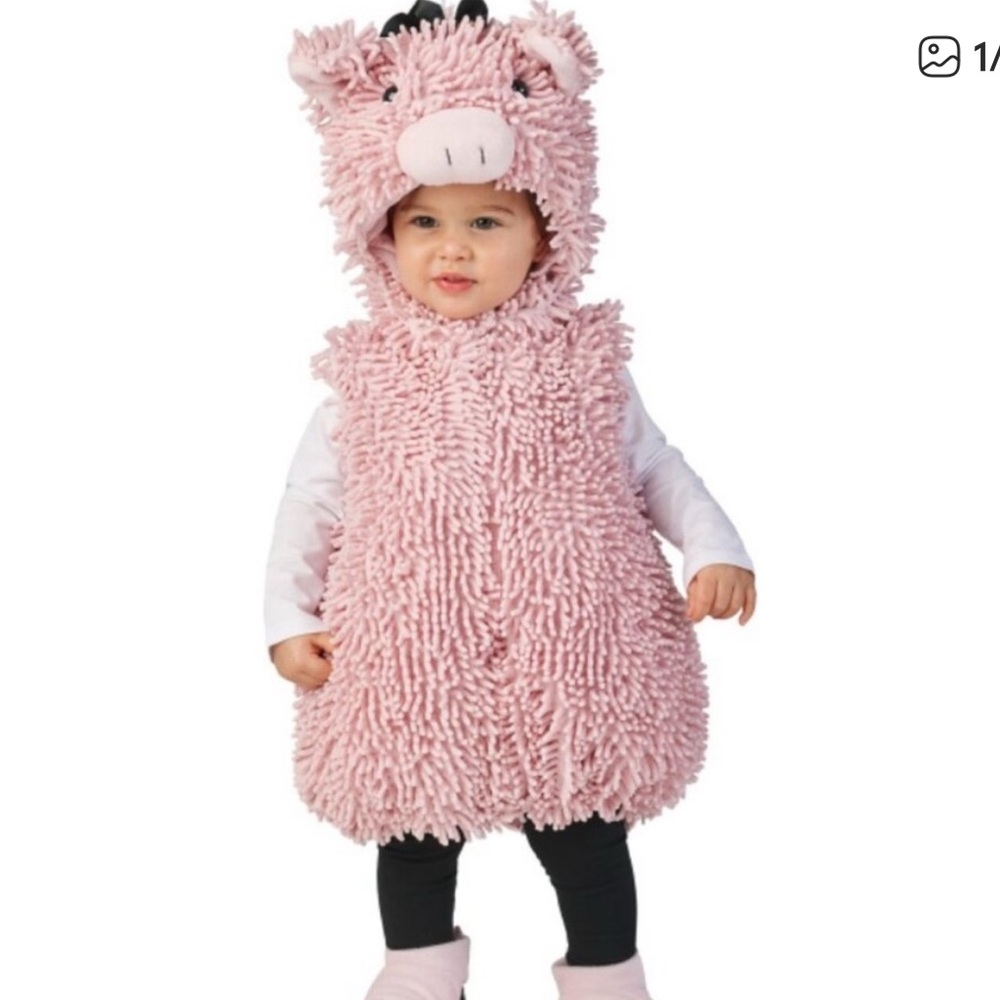 GOING WILD BABY PIGLET CHENILLE HALLOWEEN COSTUME SIZE 24 MONTHS